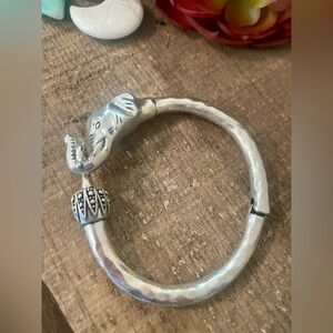 Lucky Brand Silver Tone Elephant Bangle Bracelet